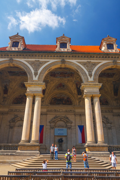 Prague, Czech Republic - August 20, 2011: unidentified people visit Wallenstein Palace currently the home of the Czech Senate in Prague - 写真・画像