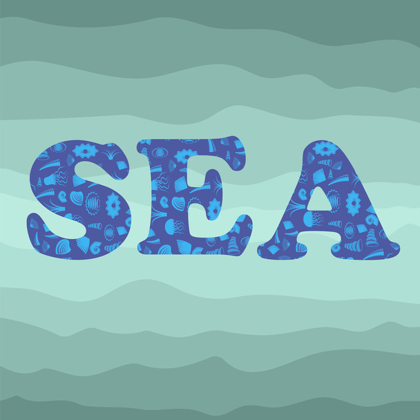 Shell siluetti koriste kirjaimet Sea
 - Vektori, kuva