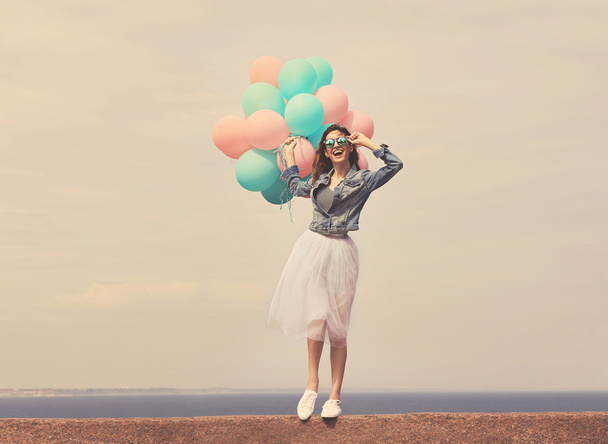 young woman with balloons - Photo, Image