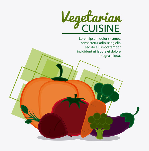 Vegetarian cuisine organic and healthy food design - Vetor, Imagem