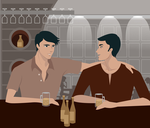Two men having a drink at a bar - Photo, Image