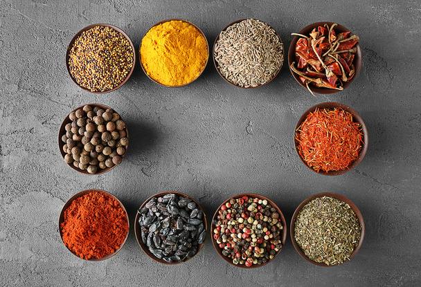 Different spices in bowls   - Fotoğraf, Görsel