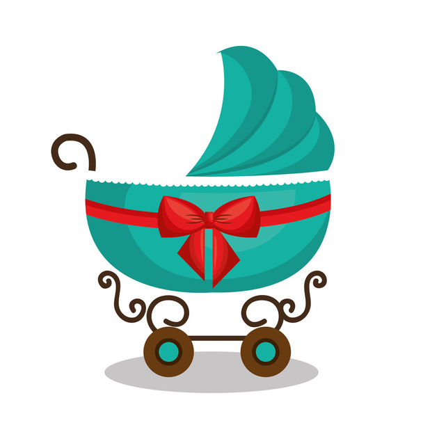 icon baby carriage green design - Vector, Image