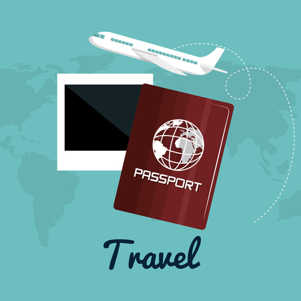 pasaport uçak tatil tasarım seyahat - Vektör, Görsel