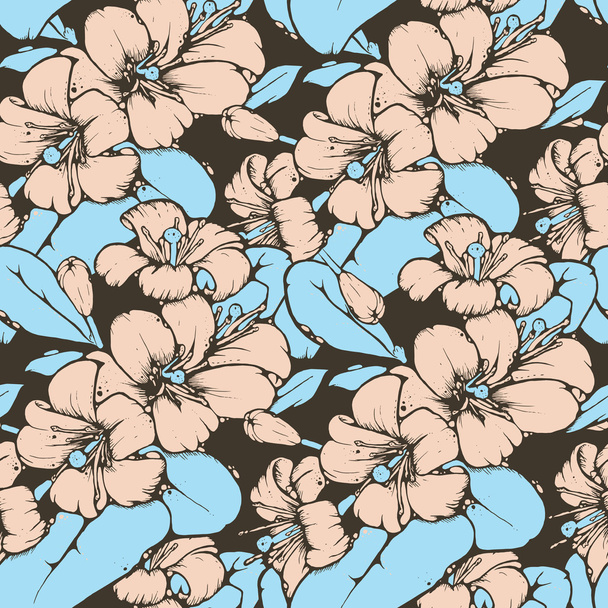 Lemon blossom drawing seamless pattern - Vettoriali, immagini