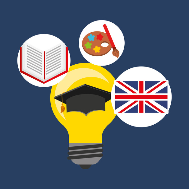 imparare l'inglese icone dell'educazione
 - Vettoriali, immagini