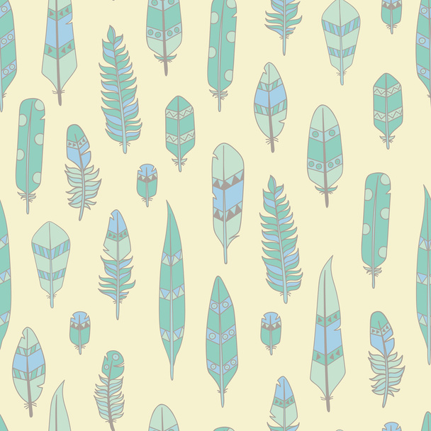 Vector Hand Drawn Seamless Patterns with Feathers - Vector, imagen