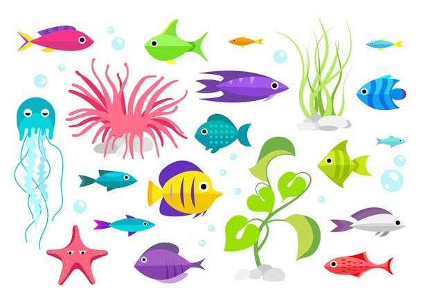 Cartoon fish collection set - Vektor, Bild