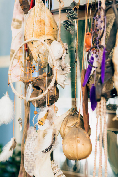 Dream catchers with animal bones exhibition - Photo, Image