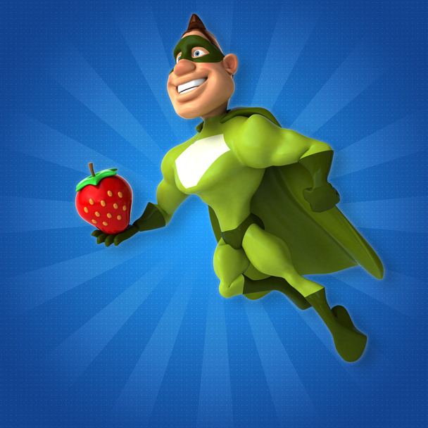   superhero holding   strawberry  - Photo, Image