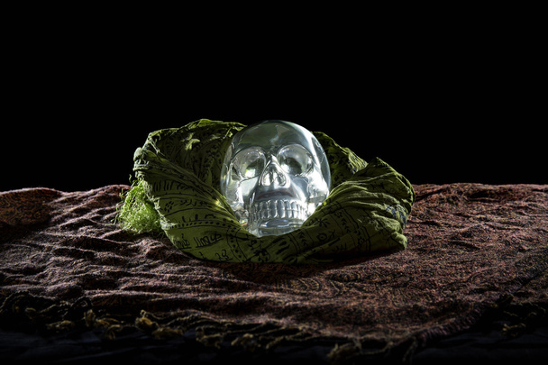 Crystal Skull on Black Background - Foto, Imagen