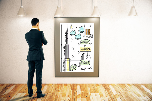 Businessman looking at business sketch - Photo, Image