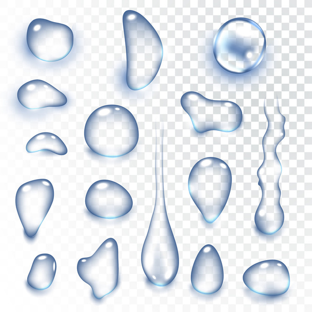 Pure clear water drops realistic set isolated vector illustration - Vector, Image