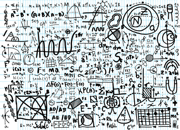 Formule fisiche e fenomeni su carta nota. illu disegnato a mano
 - Vettoriali, immagini
