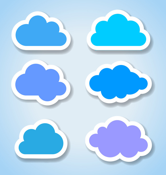 Set von 6 Papier bunte Wolken - Vektor, Bild