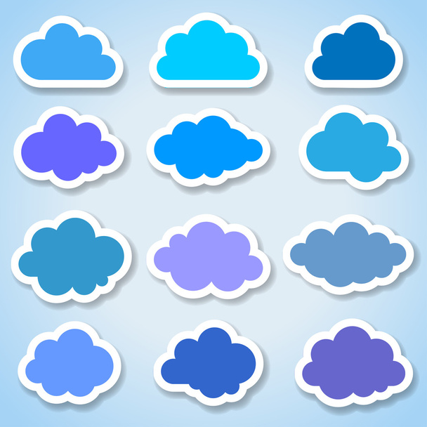 12 kağıt renkli bulutlar kümesi - Vektör, Görsel