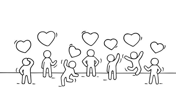 little people with heart signs.  - Wektor, obraz