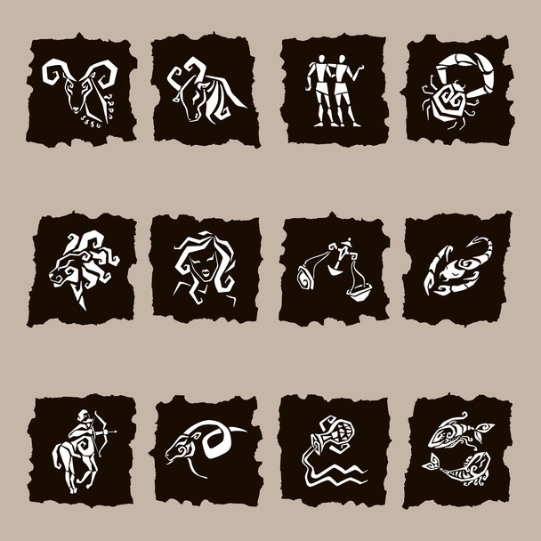 Силуэты знаков Зодиака, набор символов гороскопа
 - Вектор,изображение