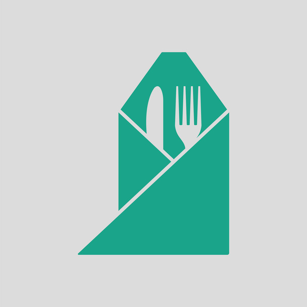 Fork and knife wrapped napkin icon - Vector, Image