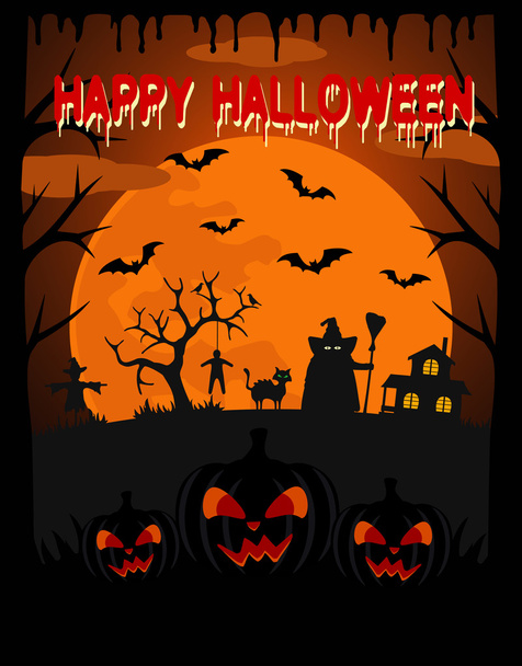 Felice sfondo vettoriale di Halloween con strega
  - Vettoriali, immagini