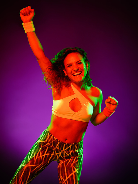 woman dancer dancing fitness exercises isolated - Photo, image