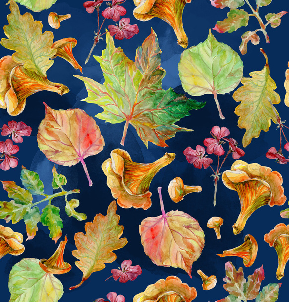 Watercolor painting. Autumn leaves - Φωτογραφία, εικόνα