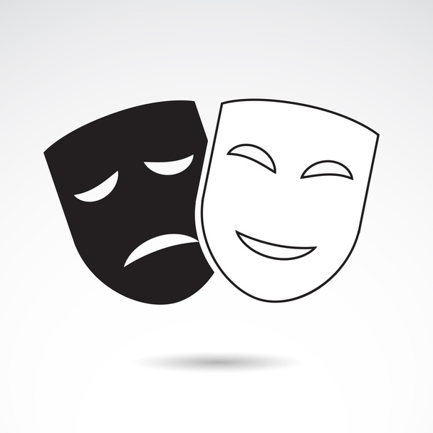 two masks icon on white background, vector illustration - Vektör, Görsel