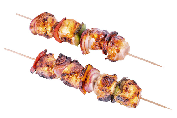 Skewer set of turkey or chicken meat and vegetables - Photo, Image