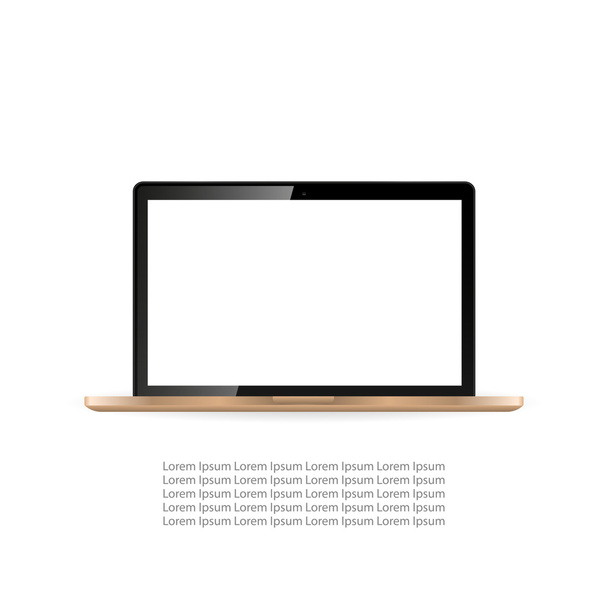 realistischer Gold-Laptop. isoliert auf weißem Hintergrund Vektor Illustration - Vektor, Bild