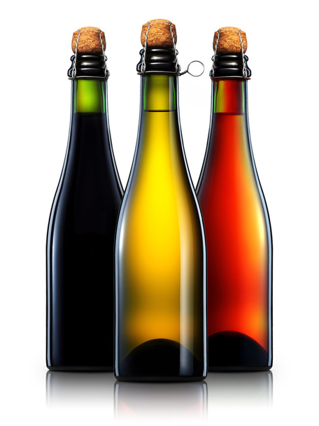 Set of beer bottles isolated on white background - Foto, immagini