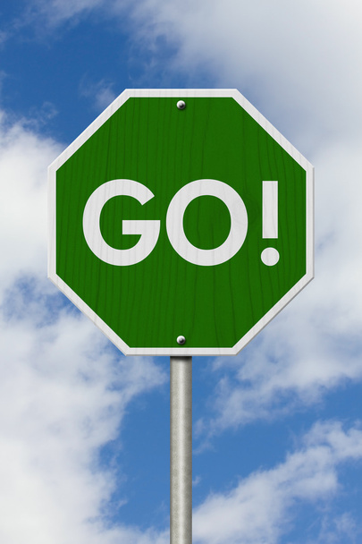 Green Go highway road sign - Photo, Image