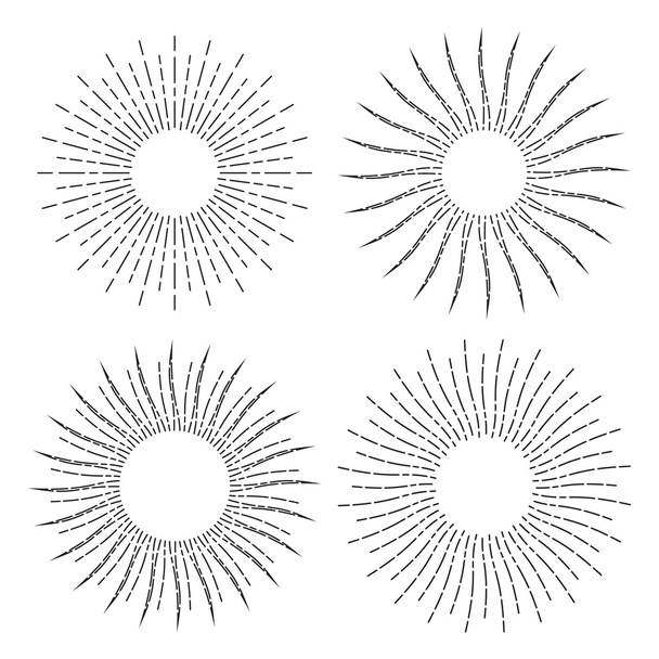 Set of Vintage Linear Sunbursts - Vector, Image