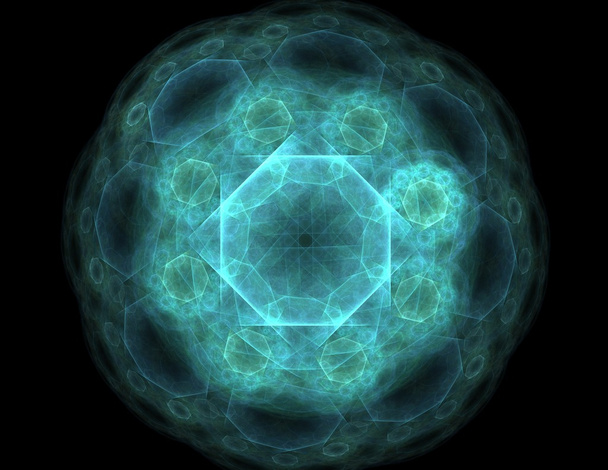 série de particules élémentaires. interaction des formes fractales abstraites sur le sujet de la physique nucléaire et de la conception graphique. - Photo, image