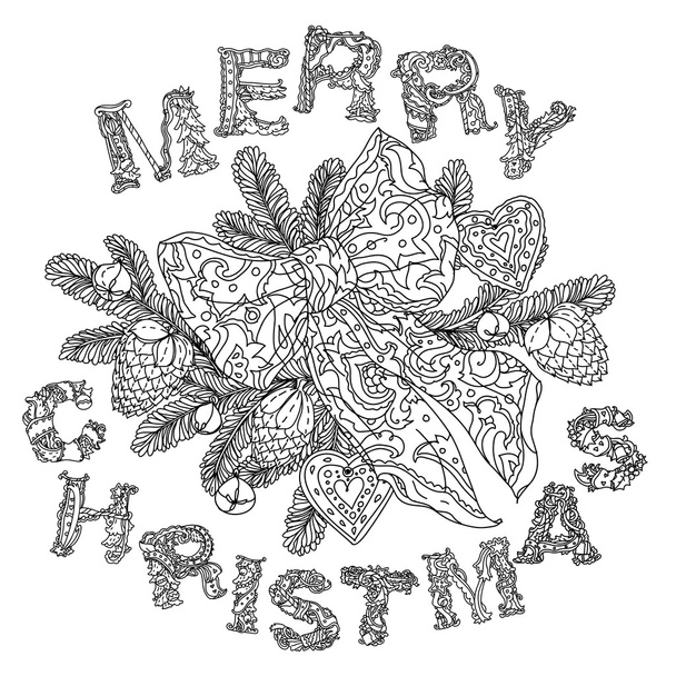 καλά Χριστούγεννα, γράμματα σχεδιασμού ευχετήρια κάρτα - Διάνυσμα, εικόνα