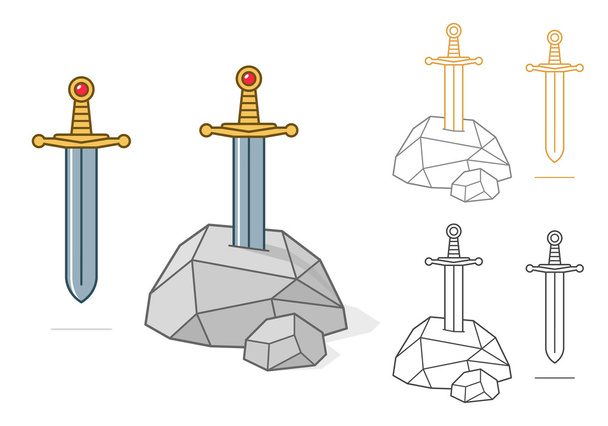Excalibur téma kard és kő - Vektor, kép