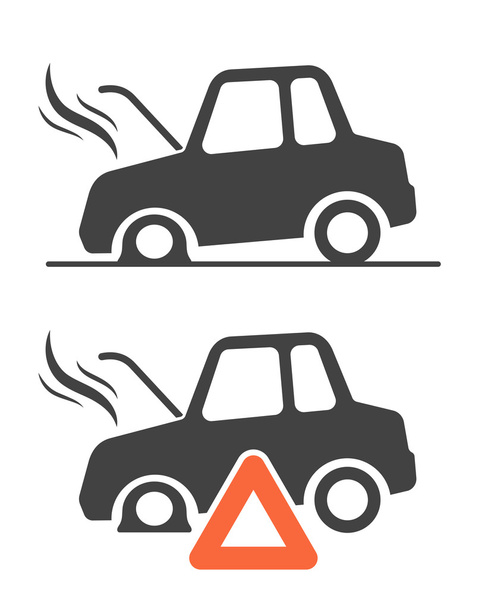 Icona vettoriale del triangolo di avvertimento e delle auto in avaria
 - Vettoriali, immagini