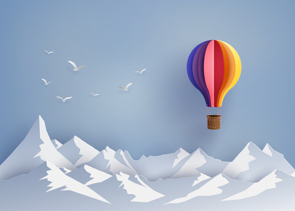 Heißluftballon und Wolke - Vektor, Bild