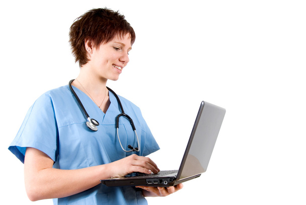 laptop Nurse - Foto, afbeelding
