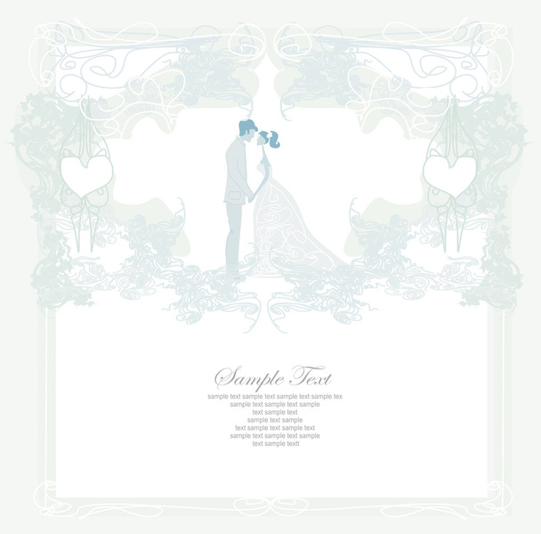 Elegant wedding invitation with wedding couple - Vettoriali, immagini