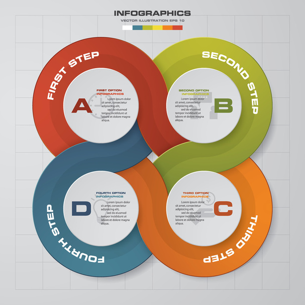 4 pasos Diseño de plantilla de informe infográfico
. - Vector, Imagen