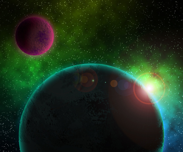 Deux planètes fond cosmique
 - Photo, image