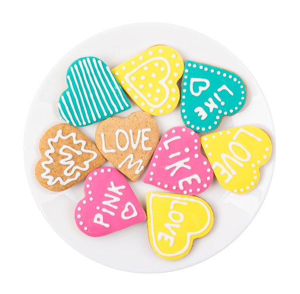 Cookies hearts in a plate  - Фото, изображение