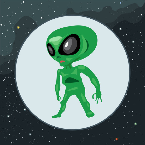 Digital vector green alien scary creature - Vektor, obrázek