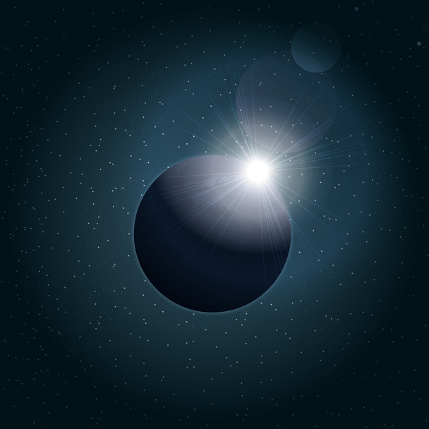Digital vector planet earth icon with eclipse - Вектор,изображение