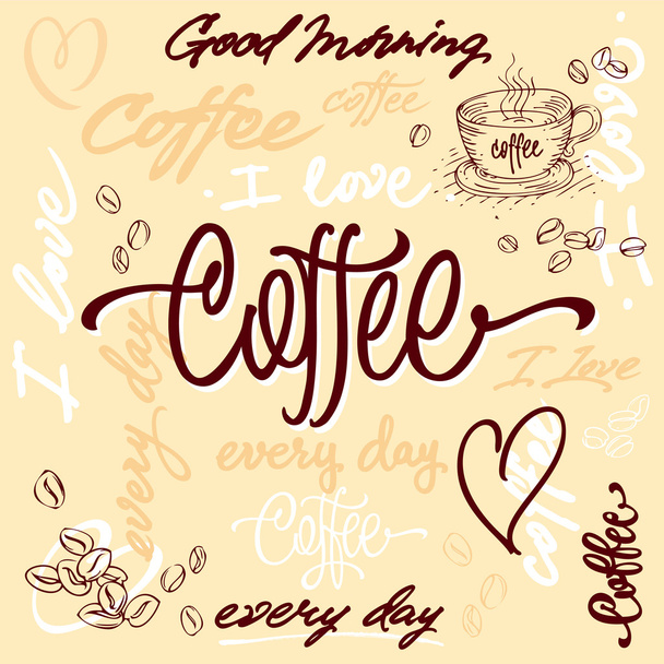 Káva a dobré ráno sada - Vektor, obrázek