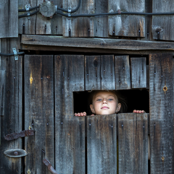 Little girl hiding - Foto, Imagen