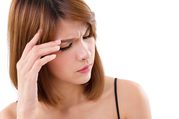 Gestresste Frau leidet unter Kopfschmerzen - Foto, Bild