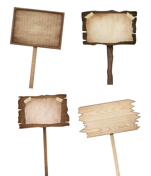 Velhos sinais de madeira marrom resistido
 - Foto, Imagem