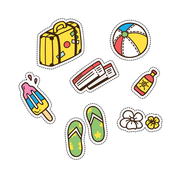 summer and travel themed cute patch - ベクター画像