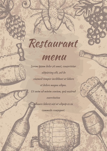 Restaurant vintage menu - Διάνυσμα, εικόνα